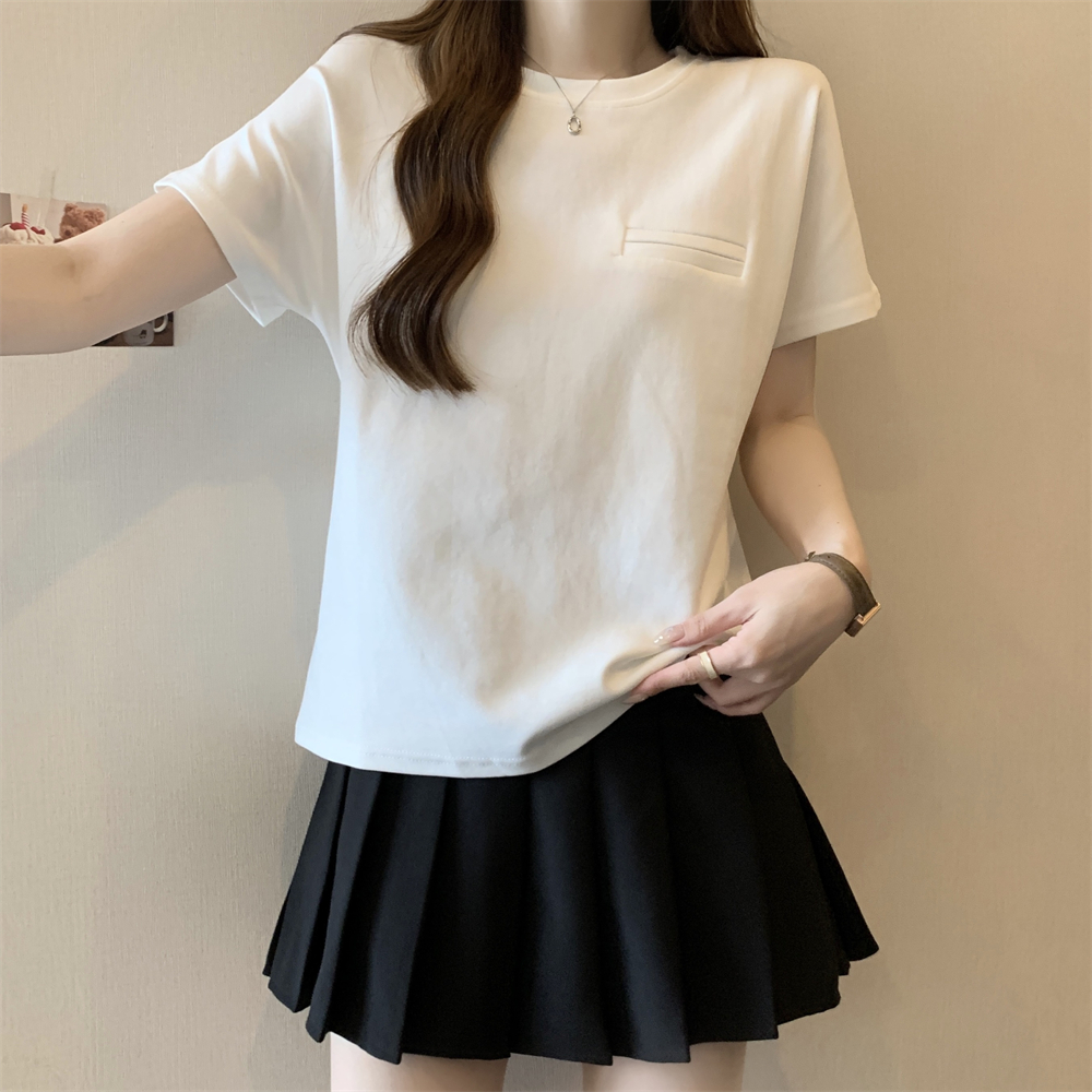實拍  21支純棉 210g100%棉設計感小眾短袖T恤女上衣