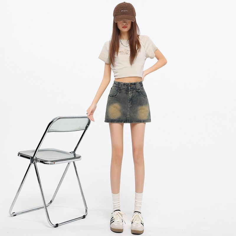 Real shot 2025 sales of 100,000+ skirt denim skirt women's retro skirt high waist hip skirt