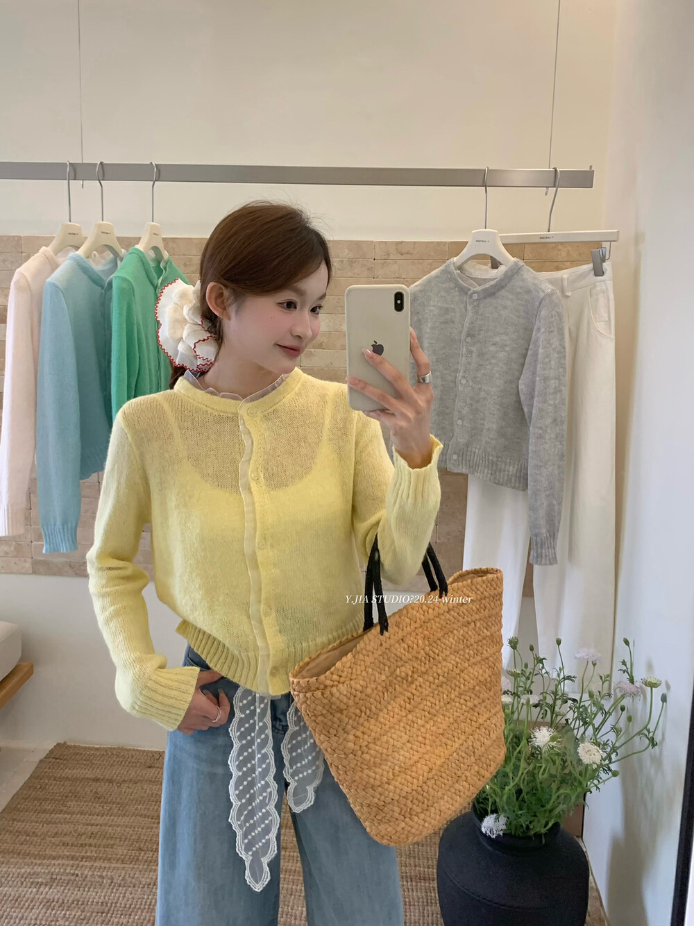 Y.JIA 伊嘉春季剛需輕薄小開衫！甜美花邊拼接溫柔針織開衫