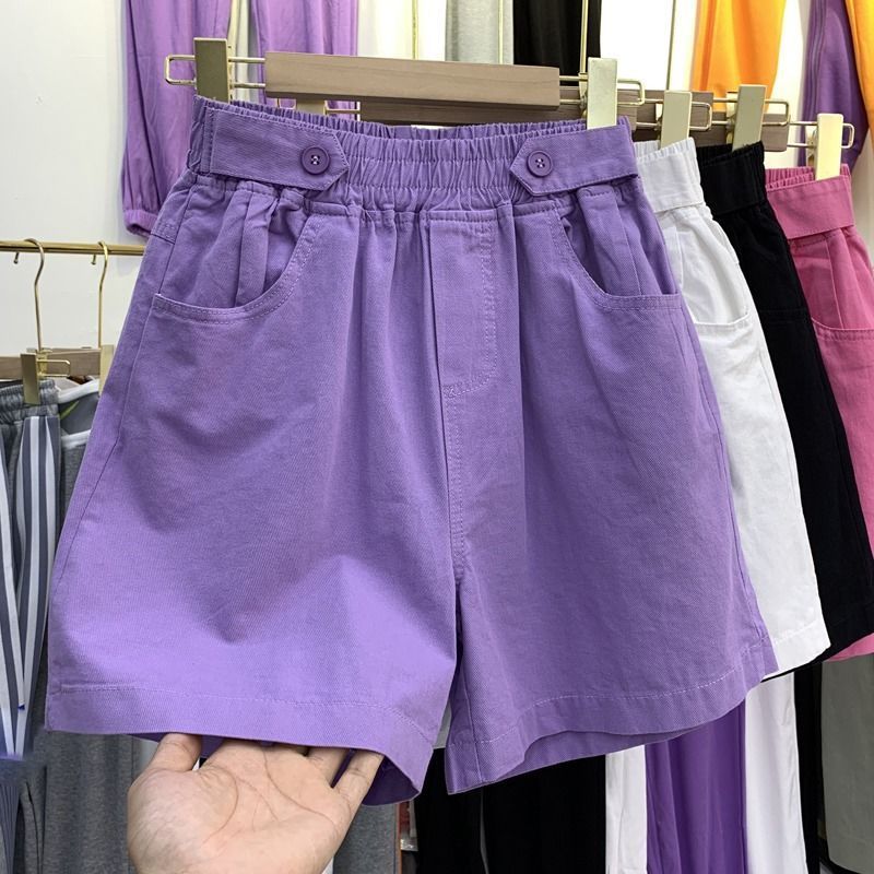 Women's Loose Fit Cotton Casual Five-Finger Summer Thin Plus Size High-Waisted Wide Leg Pants Short Shorts for Petite Women