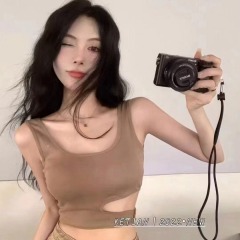 ins辣妹露腰洋氣設計感內搭外穿帶胸墊吊帶背心