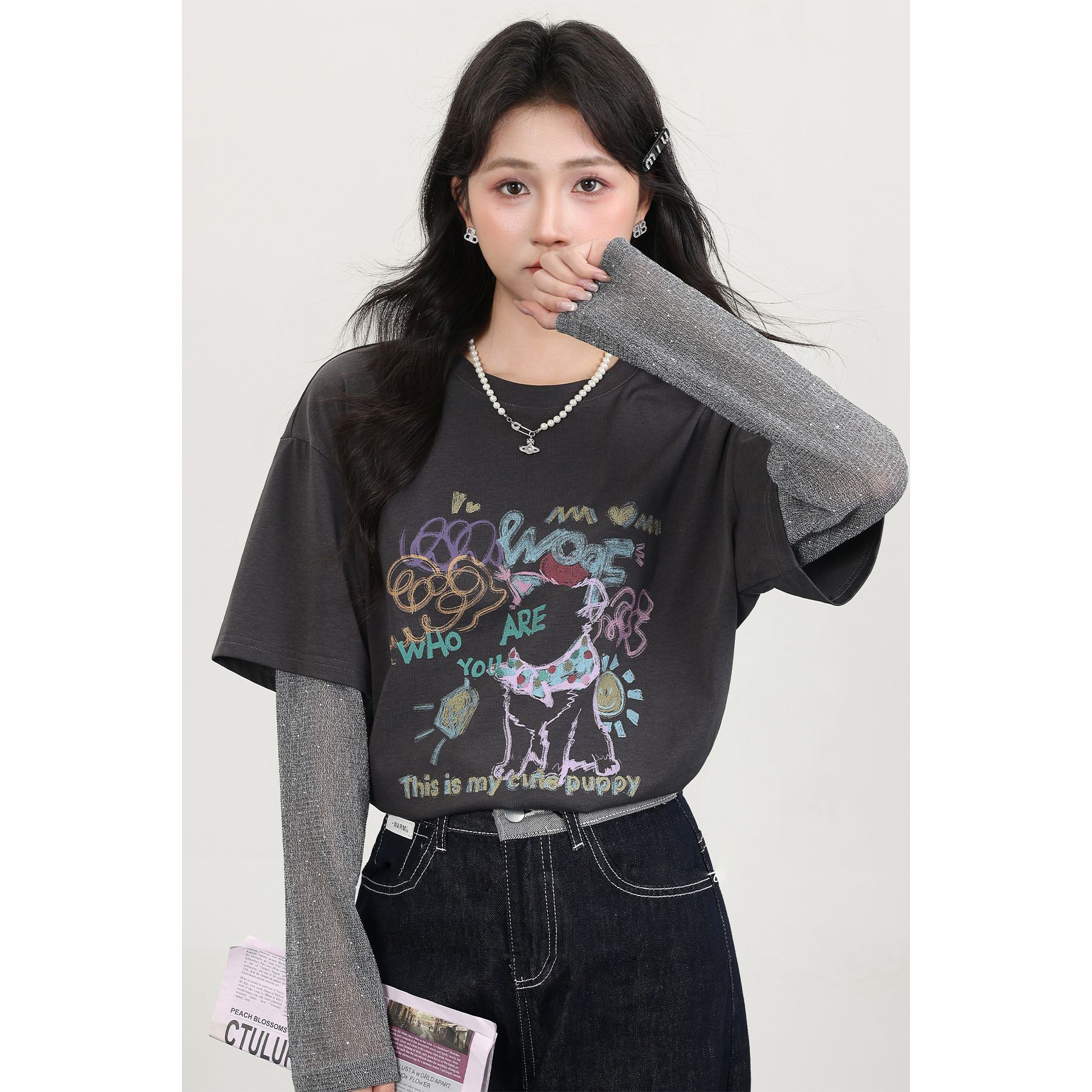 Official picture back cover collar Modal 92% viscose + 8% spandex short-sleeved T-shirt for women