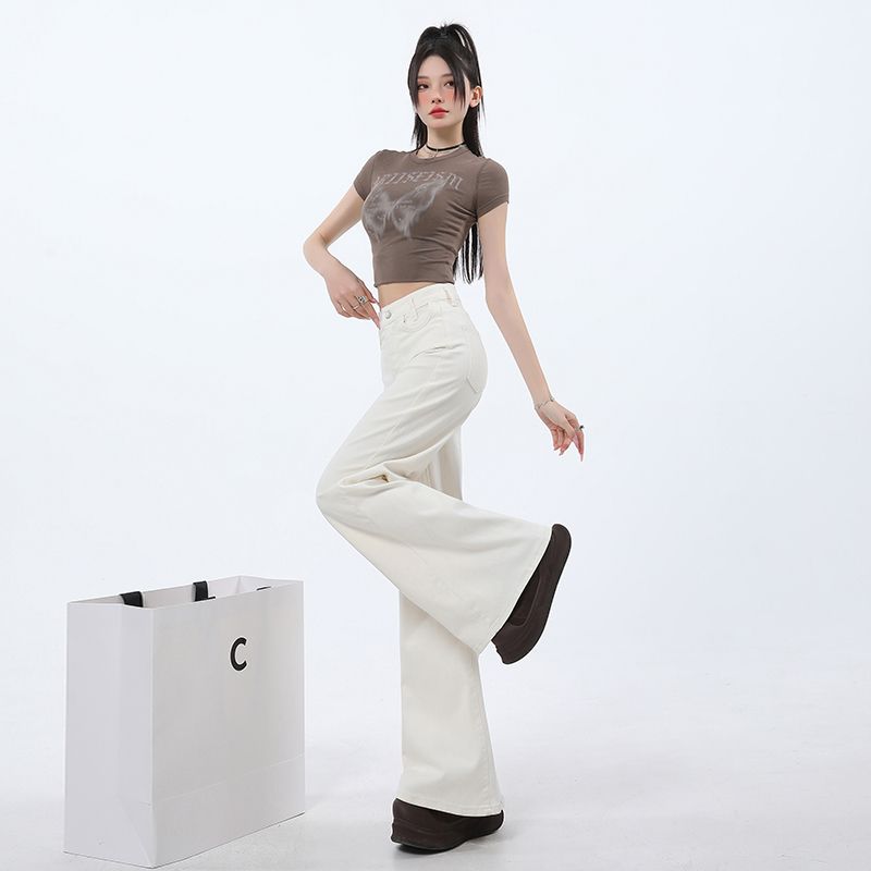 Real shot of 2025 spring slim, loose and versatile straight and draped floor pants