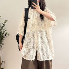 Official pictures Summer design jacquard 2025 new short-sleeved POLO collar shirt for women