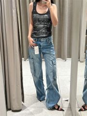 莫代爾美式高街背心女夏印花外穿顯瘦無袖吊帶亞比朋克上衣潮