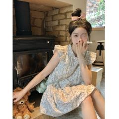 Small sweet flying sleeve floral short skirt dress girl doll skirt