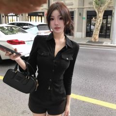 原版質量+彩棉拉架顯身材polo領長袖衫T恤上衣