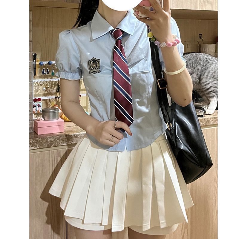 Short-sleeved summer new style Ruila Academy original JK uniform college style waist-hugging shirt women's high-waist pleated skirt