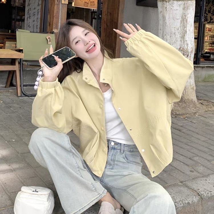 Women's Cream Yellow Workwear Style Overcoat Spring 2025 New Age-Defying Design Sensory Unique and Distinctive College Style