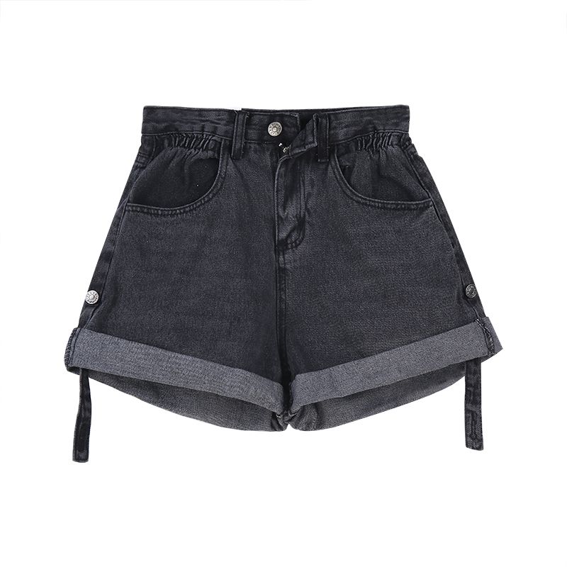 High-waisted denim shorts for women in summer niche design 2025 hot girls look slim and loose a-line curly hot pants trendy ins
