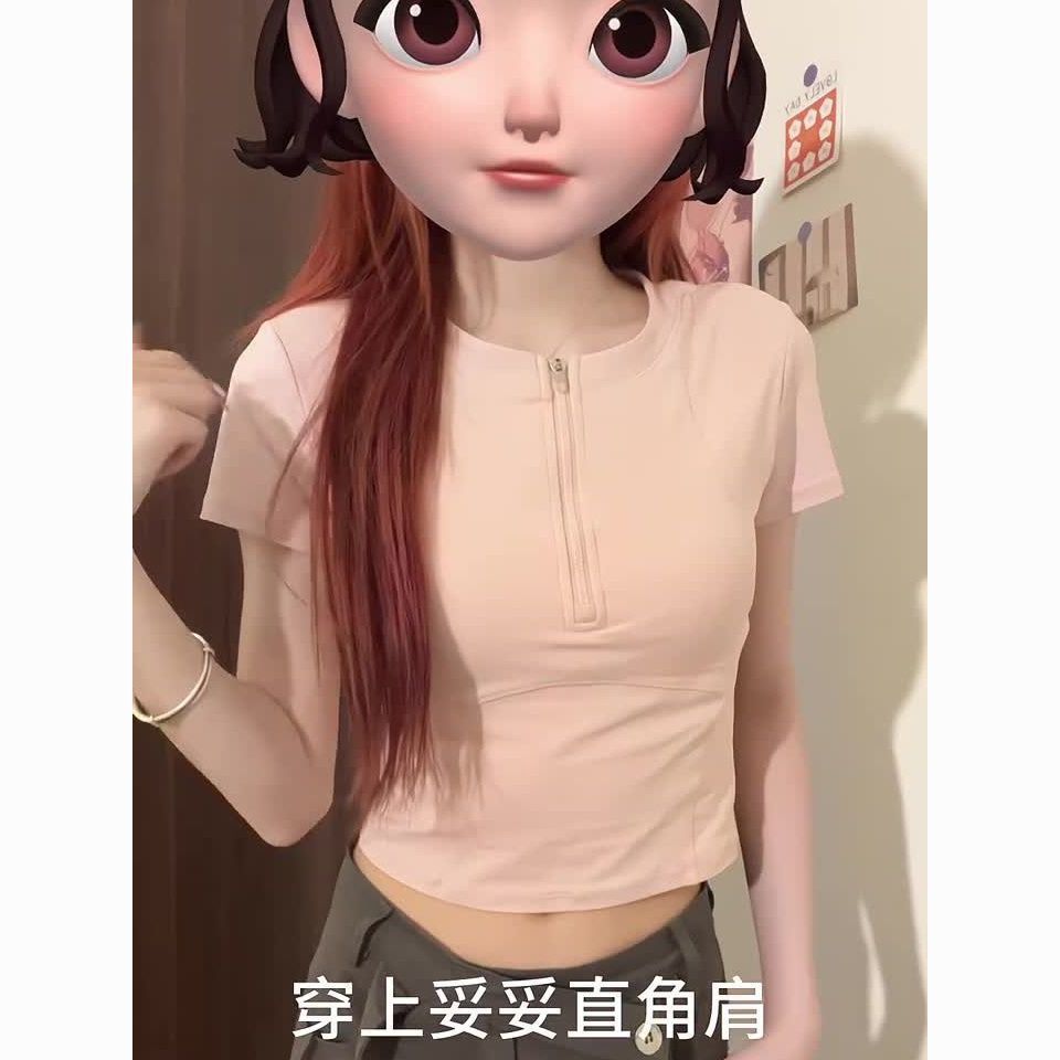 260隨心裁甜辣妹圓領正肩短袖t恤女別致獨特小上衣