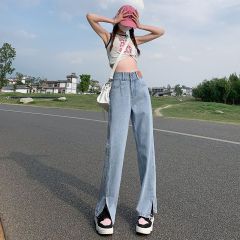 Real shot of 2025 spring fashion trend casual pants for women high waist drooping wide-leg pants
