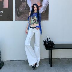 Real shot of 2025 spring Korean version of slim, loose, versatile straight and draped floor pants