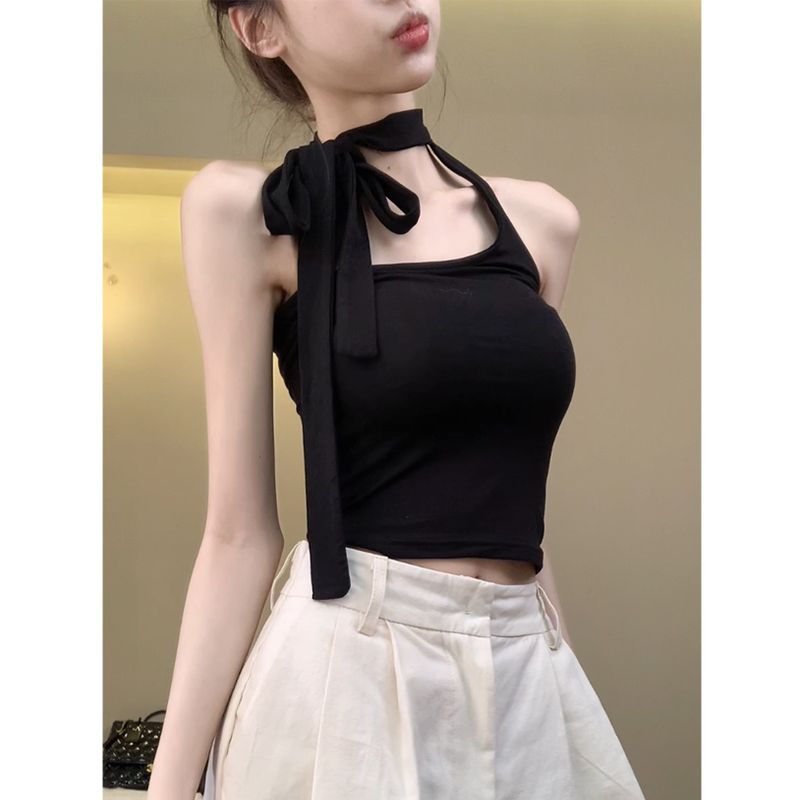 1*1隨心裁 260克短款掛脖上衣夏季純欲修身吊帶背心女