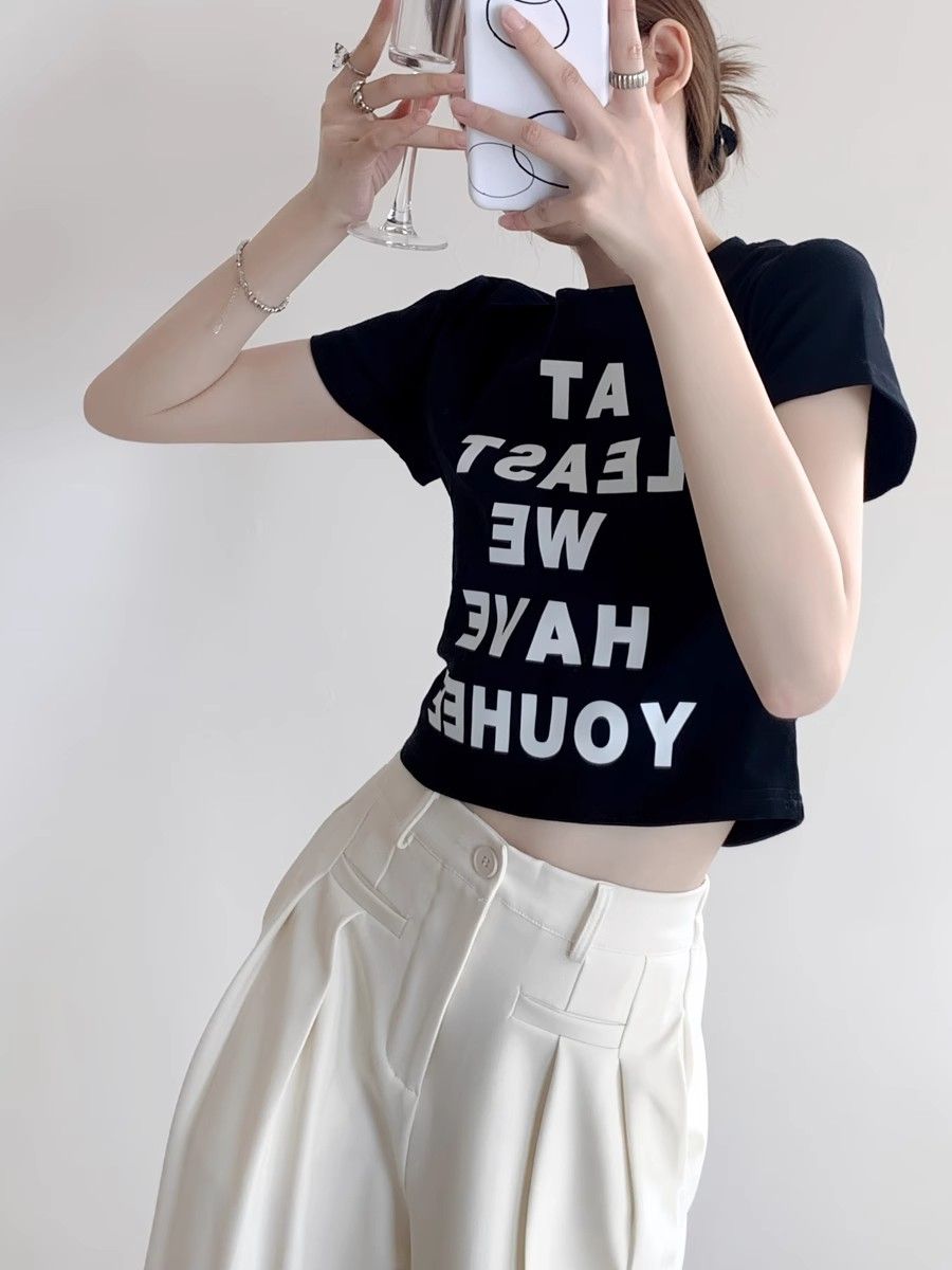 Short printed cute short-sleeved T-shirt for women's summer round neck top