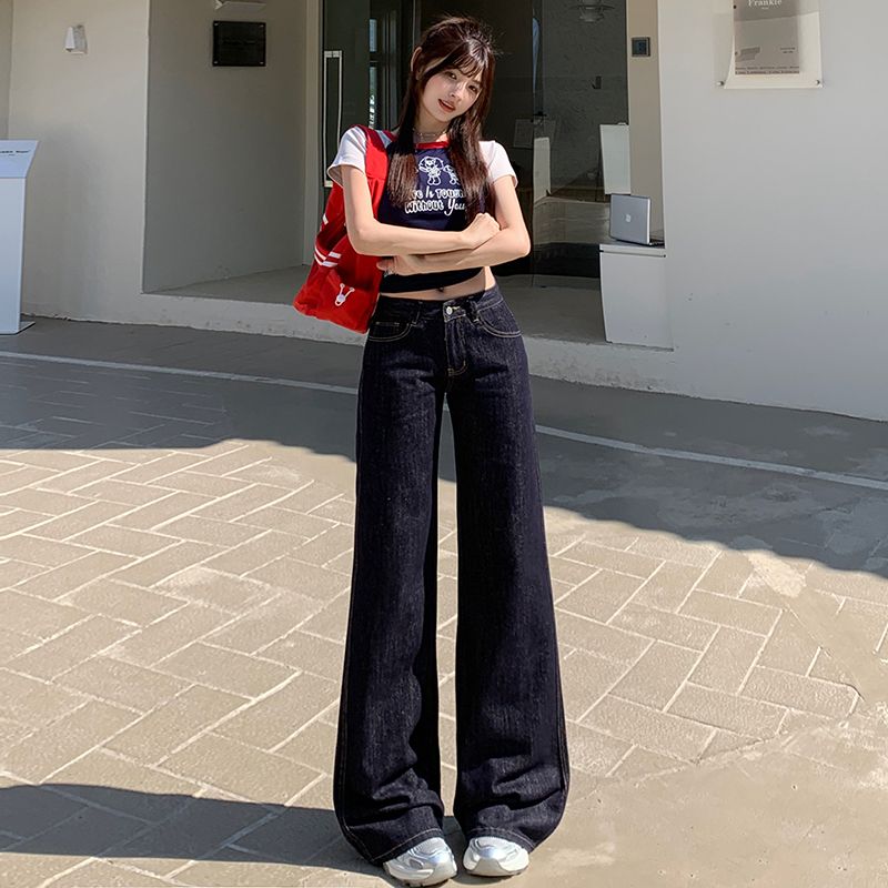 Real shot of 2025 spring fashion trend casual pants for women high waist drooping wide-leg pants