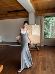 實拍 辣妹設計感吊帶裙打底顯瘦假兩件連衣裙女裝拼接背心長裙