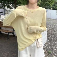 防曬衣純欲微透薄款圓領套頭防曬女士夏季新款長袖外罩