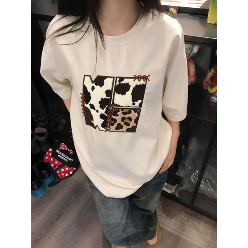 2025 summer embroidered 220g pure cotton combed tight threaded collar + back pull shoulder