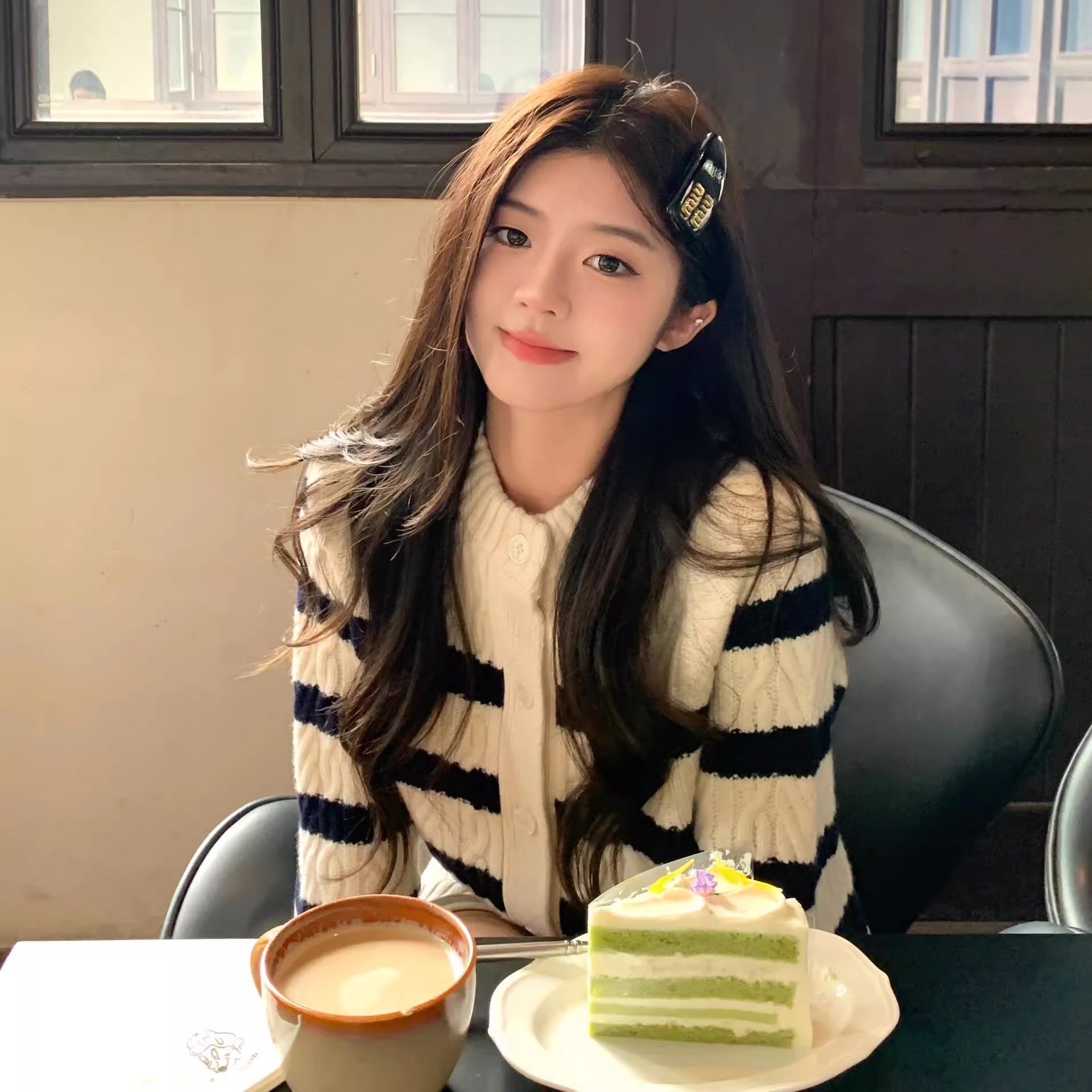 溫柔風條紋毛衣開衫女秋冬2025新款鬆弛感慵懶軟糯針織衫短款外套