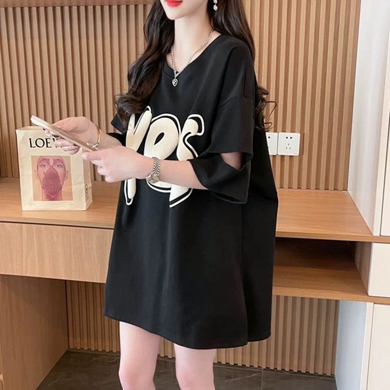 Official picture quality/rear bag collar/loose medium-length back love hollow heavy industry T