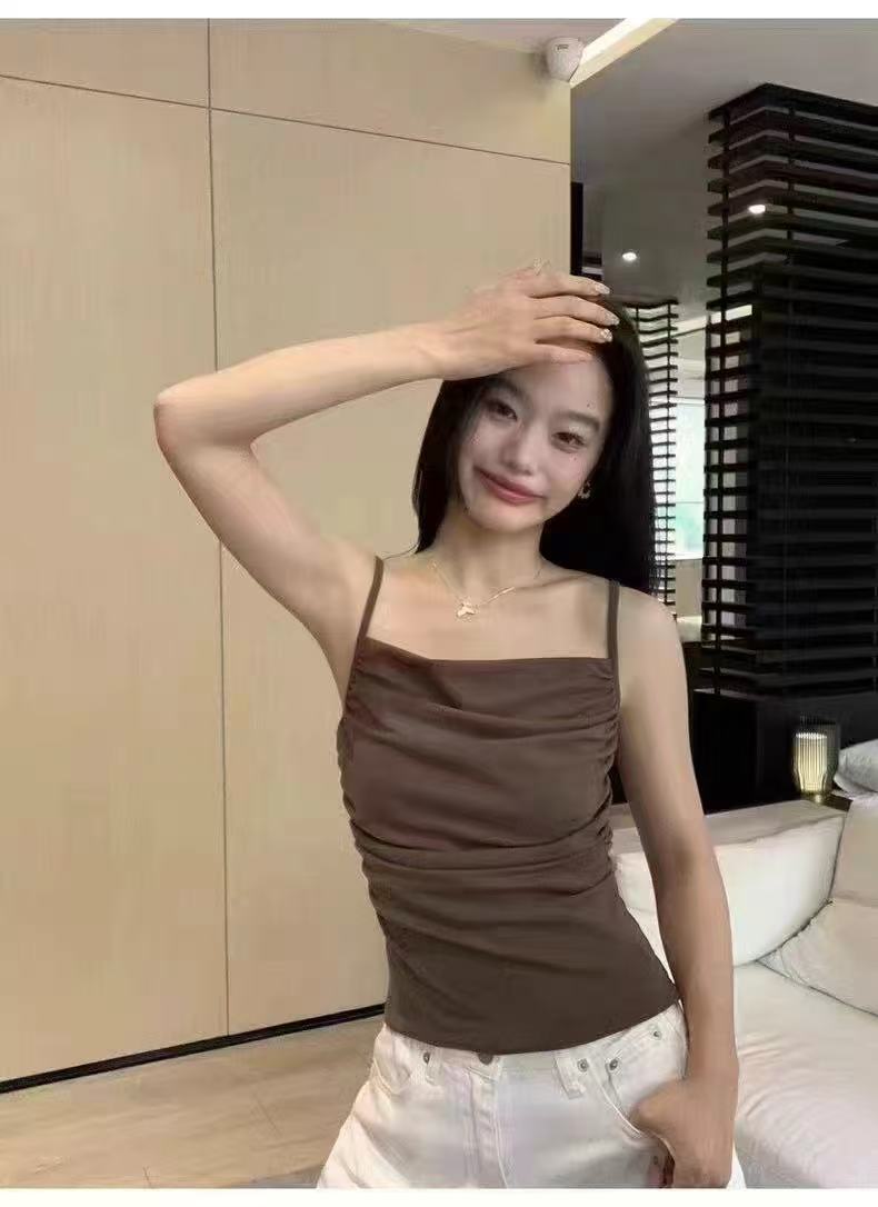 2025春夏新垂感百搭內穿外純欲少女帶墊吊帶ins美背韓日減齡顯瘦K
