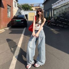 Real shot of 2025 spring Korean version of slim, loose, versatile straight and draped floor pants