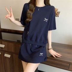 短袖長裙女裝夏季韓版運動休閒時尚短袖T恤半身裙兩件套