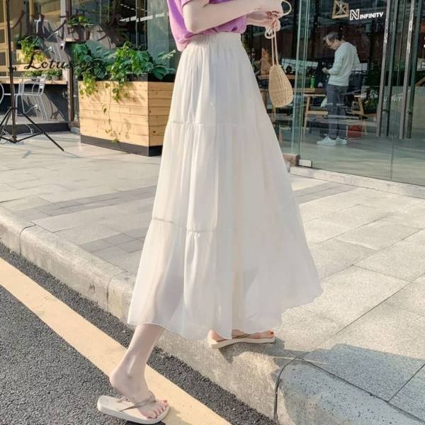Pearl Chiffon A-line skirt Fairy Super Fairy Forest 2025 summer long high-waisted student cake skirt