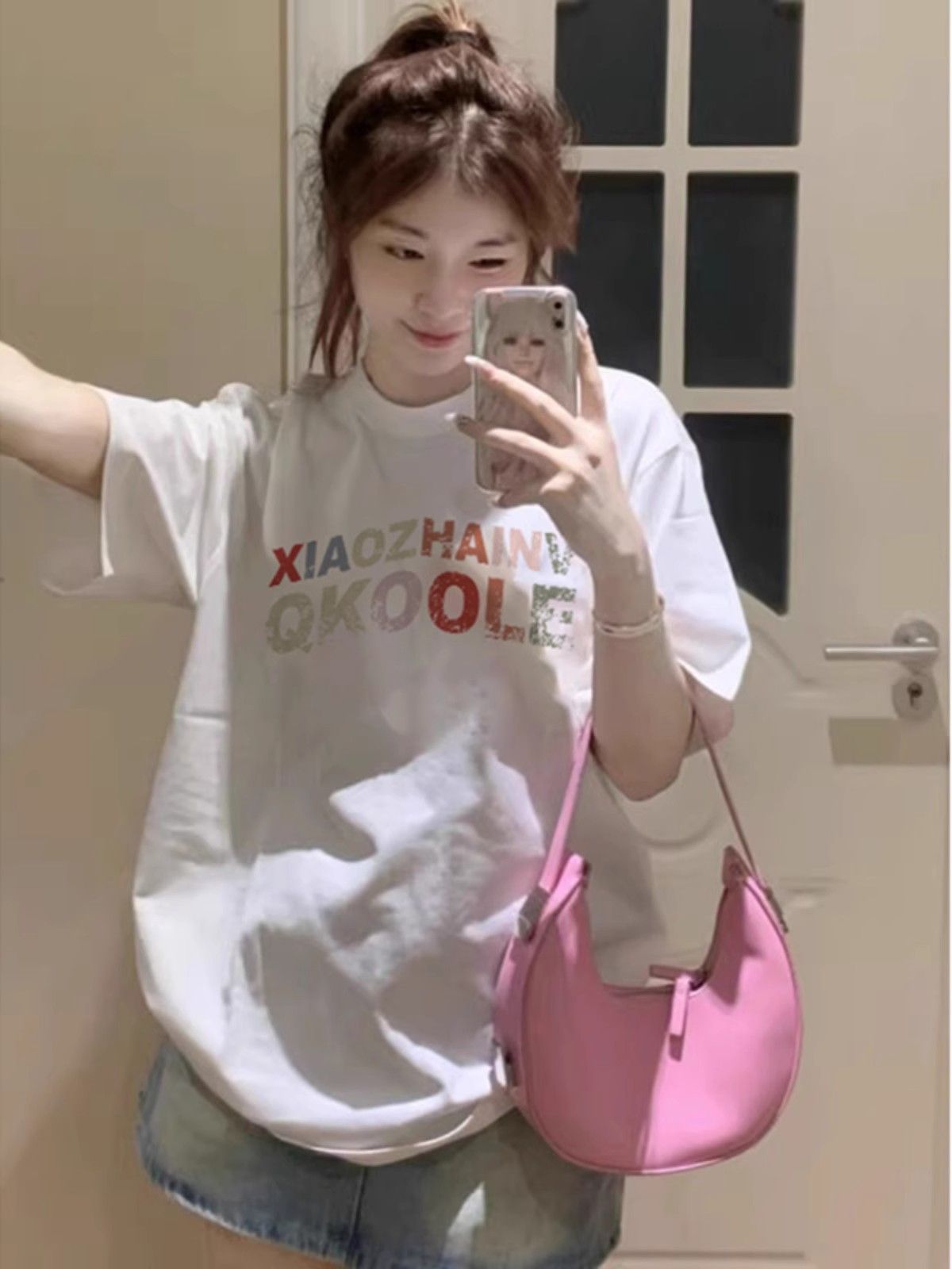 高品質純棉200克精梳緊密100%棉寬鬆短袖t恤女
