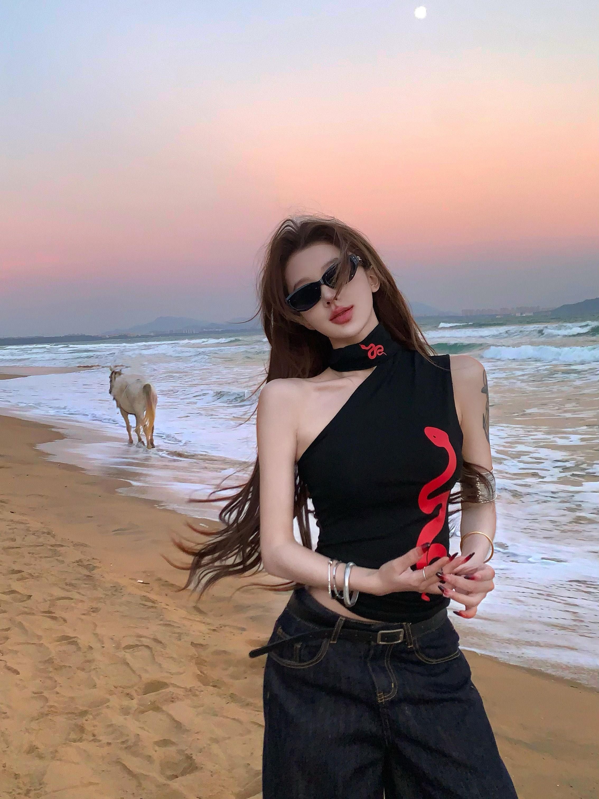 260g cotton suspender vest for women in summer slim fit inner wear design hot girl black sleeveless top