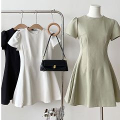 短袖連衣裙女夏季2025新款氣質薄料西裝裙收腰顯瘦A字裙短裙