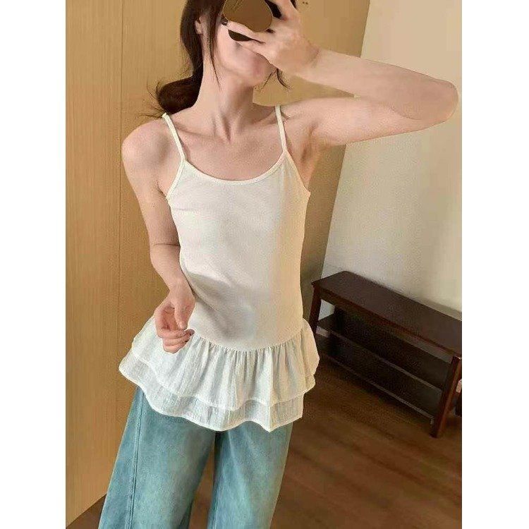 260克隨心裁莫代爾1*1蕾絲花邊下擺修身疊穿內搭上衣