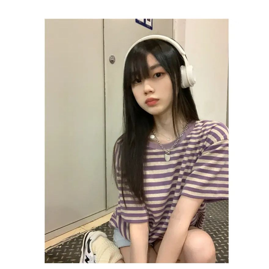 韓版小眾條紋短袖T恤女潮ins