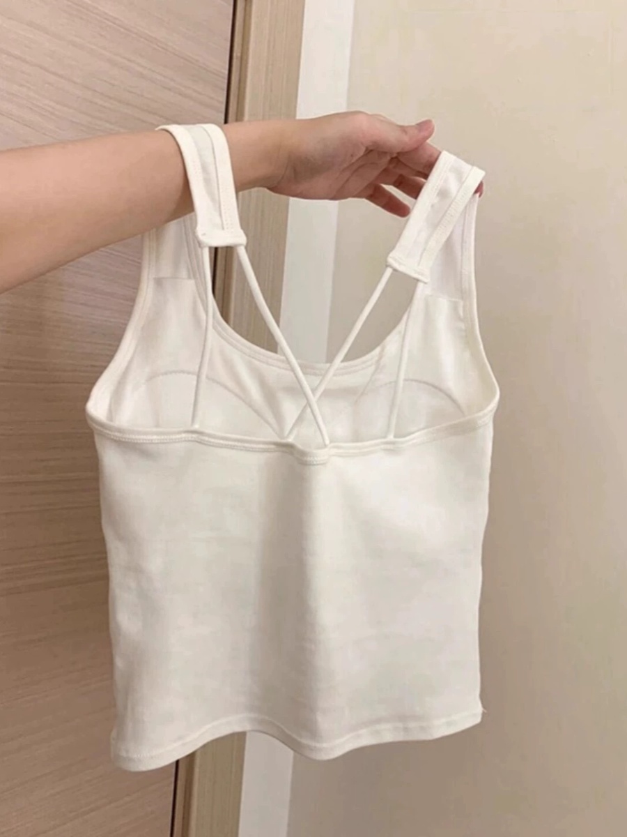 -White bottoming small suspender for women with chest pad beautiful back bra whole vest summer outside wear