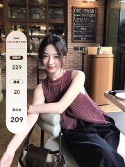 夏詩文 復古亞麻棉針織圓領寬鬆慵懶鏤空背心春季氛圍感無袖上衣