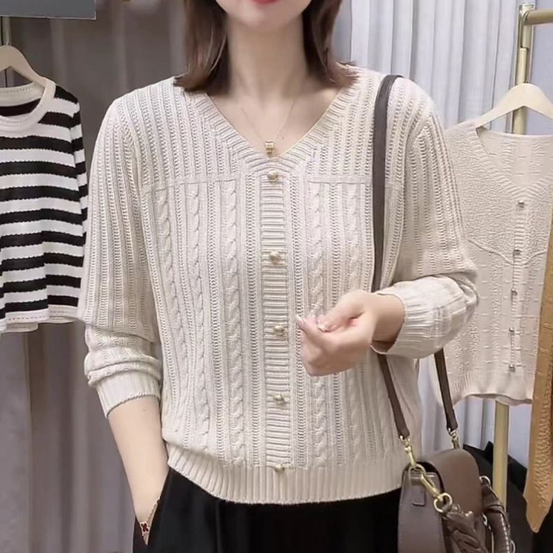 First release Korean sweet and unique knit cardigan coat autumn new butterfly knot button gentle style long-sleeved top