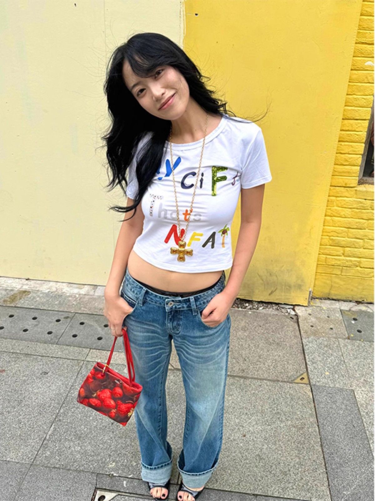 1*1純棉 高彈力新款夏季短袖短款搭配高腰褲修身顯瘦洋氣上衣