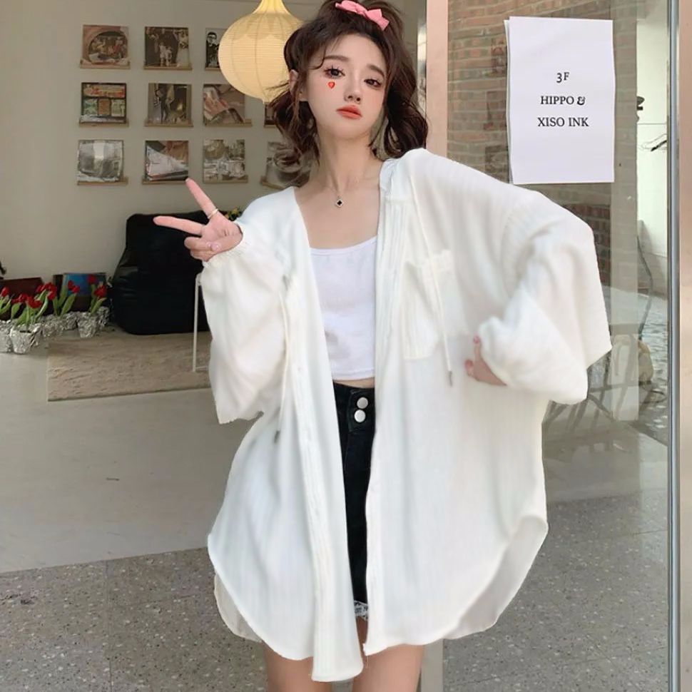 防曬衣女外搭薄款夏季新款連帽寬鬆中長款開衫防曬服