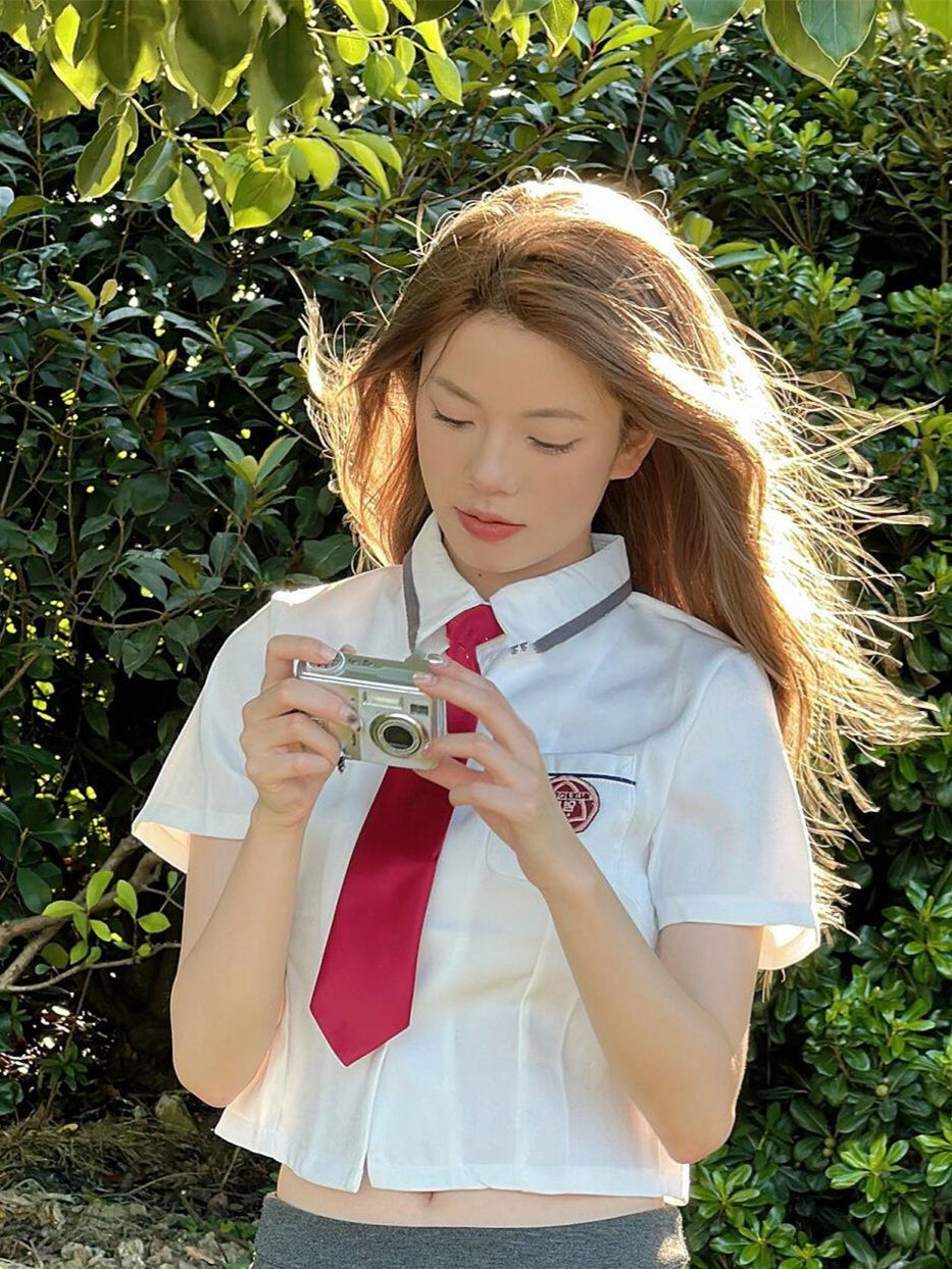 Korean shirts for women short Korean school uniforms shirts versatile solid color hip skirt short skirt summer jk fresh outfit women