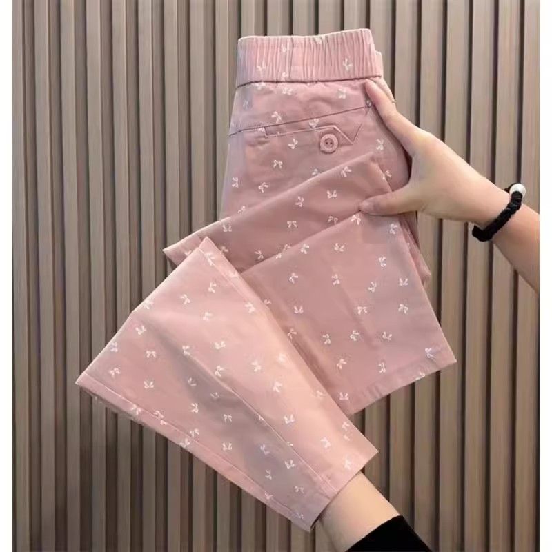 Women's short stature high-waisted loose slimming work pants, versatile stylish casual slim nine-hole harem pants for spring and summer