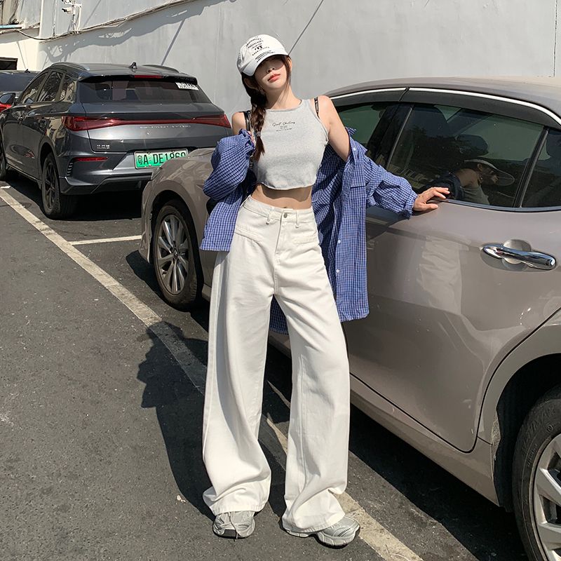 Real shot of 2025 spring loose and versatile straight-dial floor pants