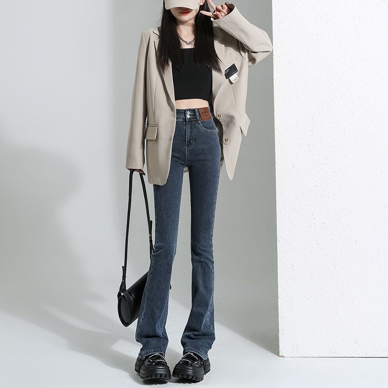 Real shot of 2025 spring new high-waist drooping slim and flared pants