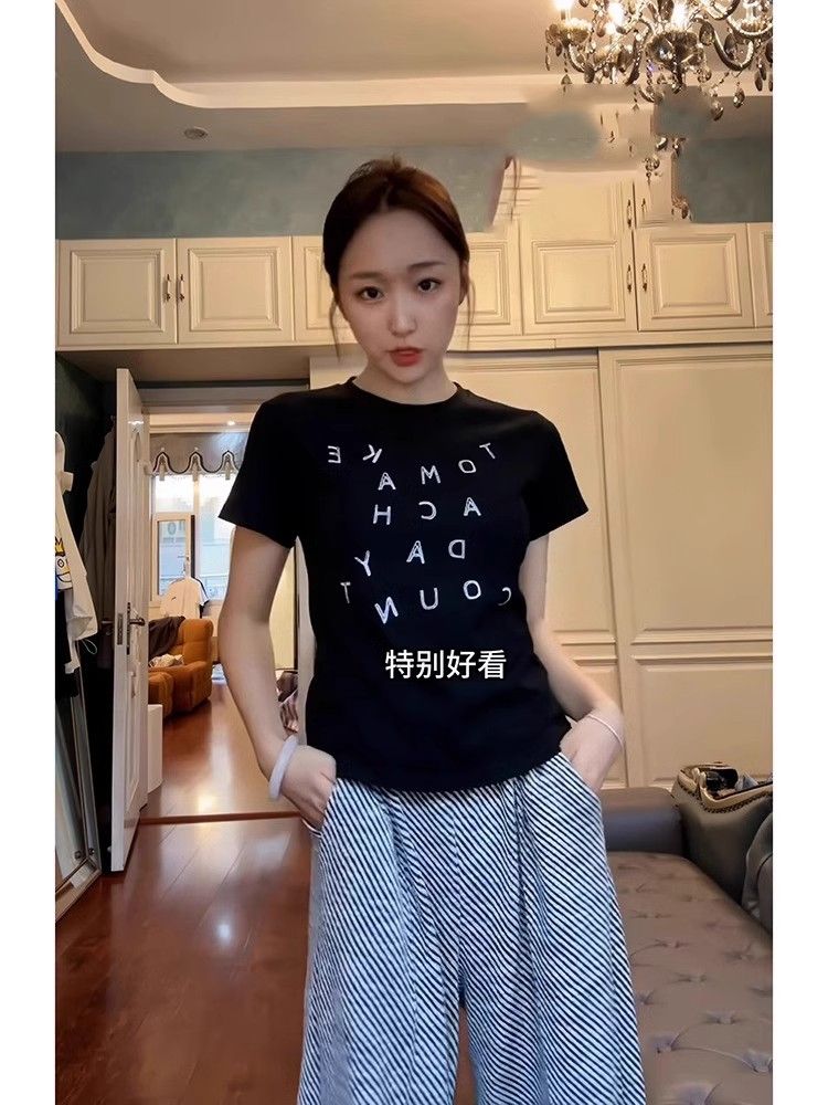 Short printed cute short-sleeved T-shirt for women's summer round neck top