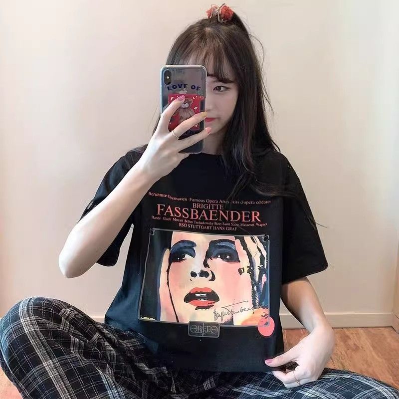 Short printed cute short-sleeved T-shirt for women's summer round neck top