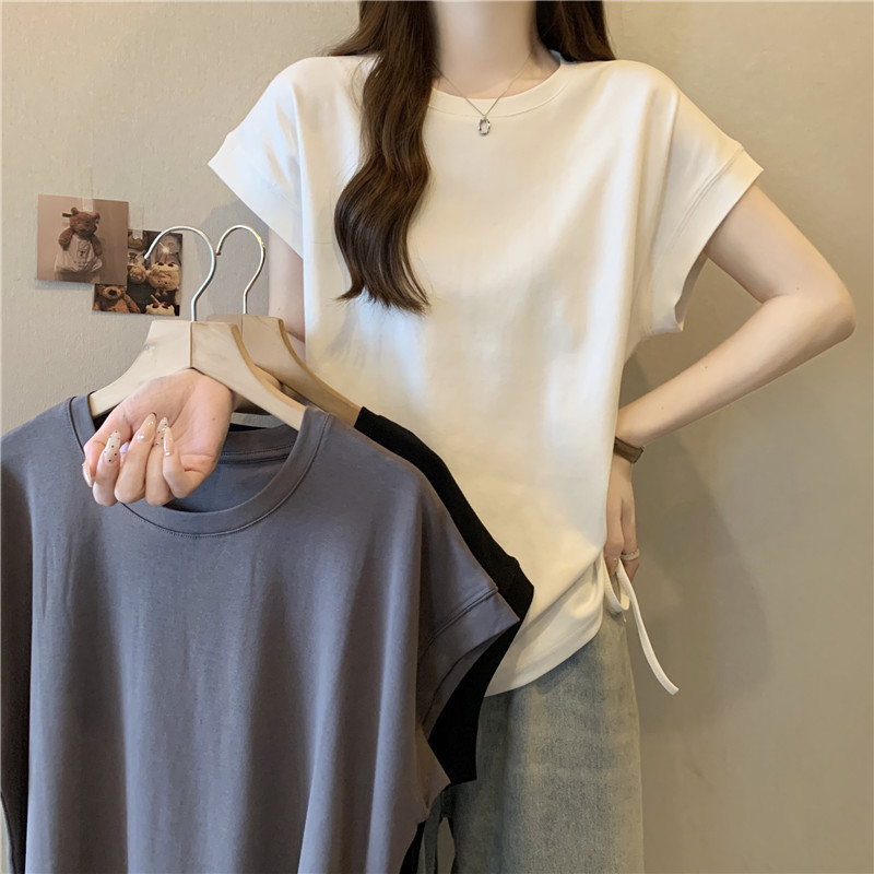 Real shot of 2025 summer new small short square collar collarbone white pleated short sleeve T-shirt top for women