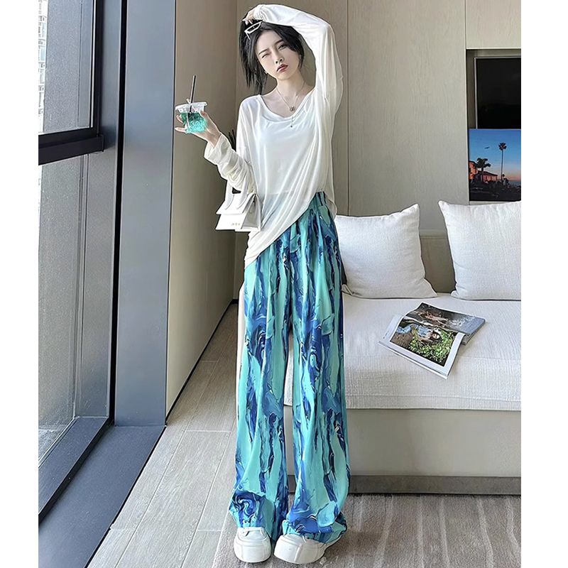 Dopamine casual wide-leg pants for women in summer new loose drooping high waist slimming slim walking pants