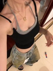 1*1隨心裁 260克美式辣妹假兩件吊帶背心女夏季上衣潮