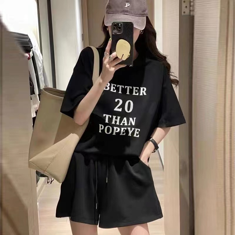 運動套裝女夏季學生韓版寬鬆顯瘦時尚網紅短袖短褲休閒兩件套跑步