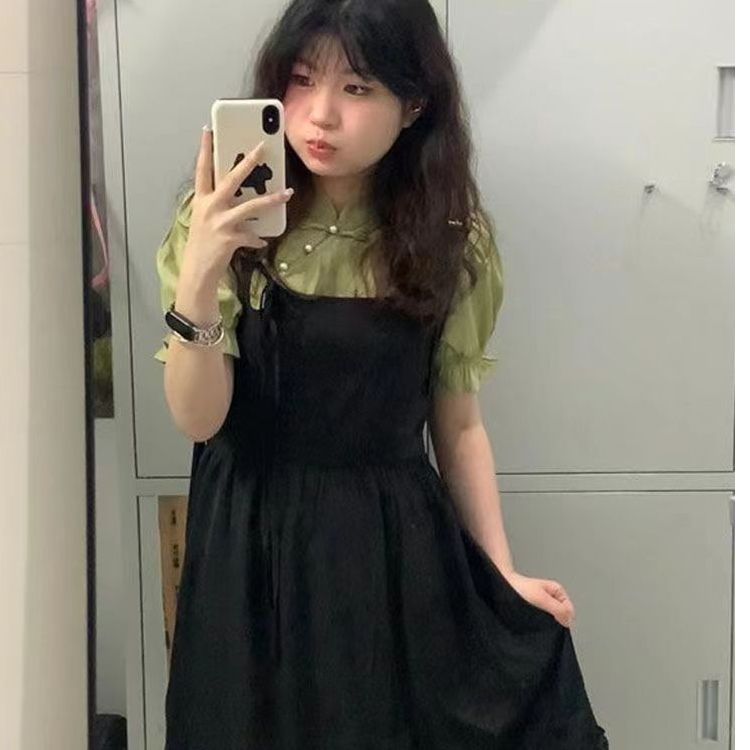 Chinese retro short-sleeved splicing fake two-piece dress